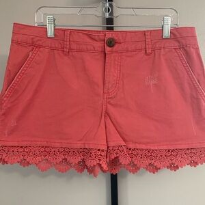Maurices Pink Shorts with Lace Trim
